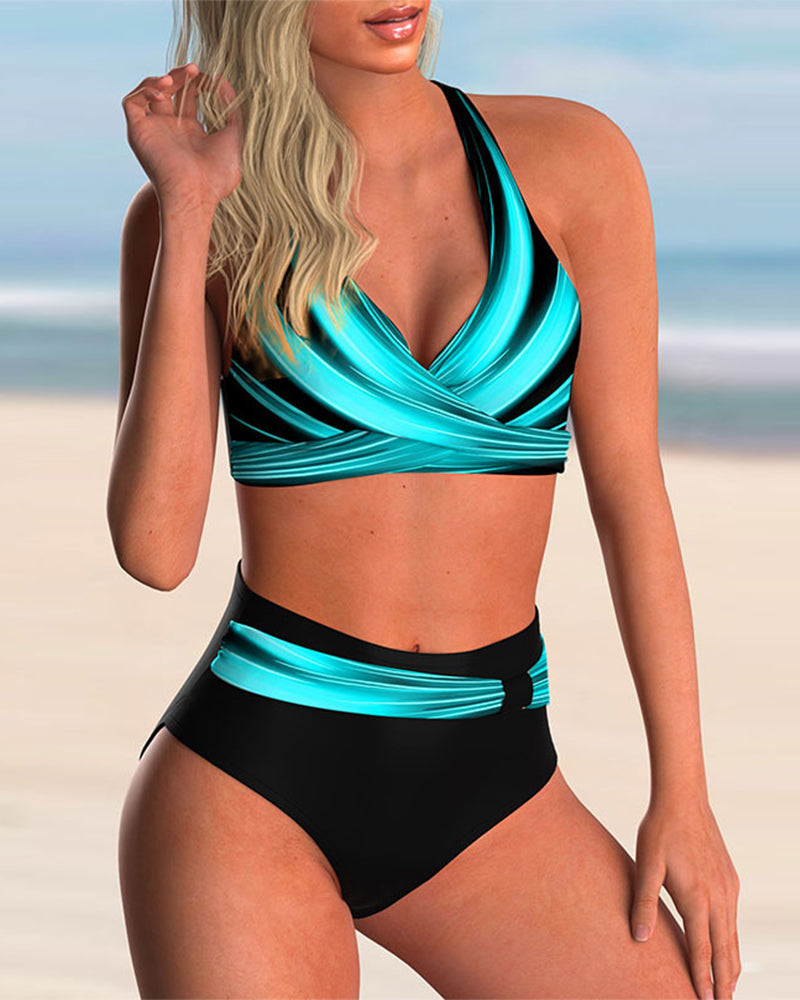 Bianca | Bikini-Set mit Kreuzhals und Print