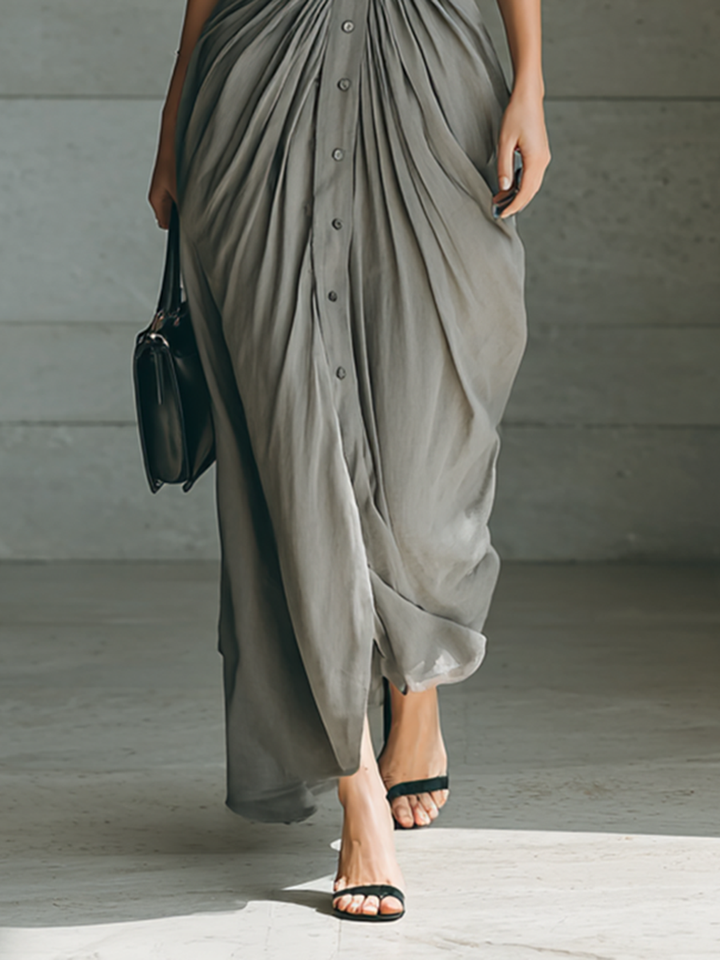 Senta | Langes Plisseekleid