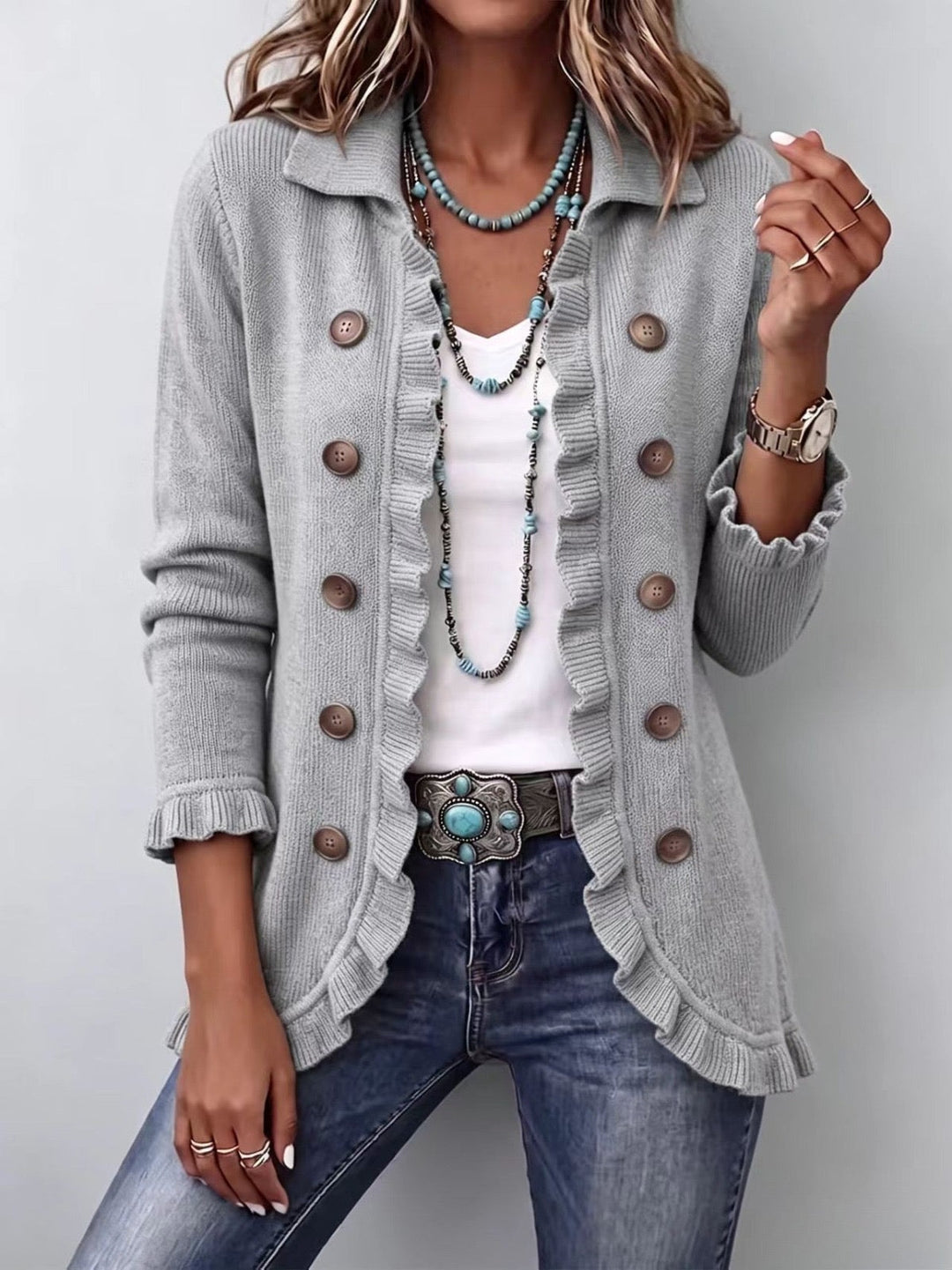 Elowen | Heather Grau Rüschjacke