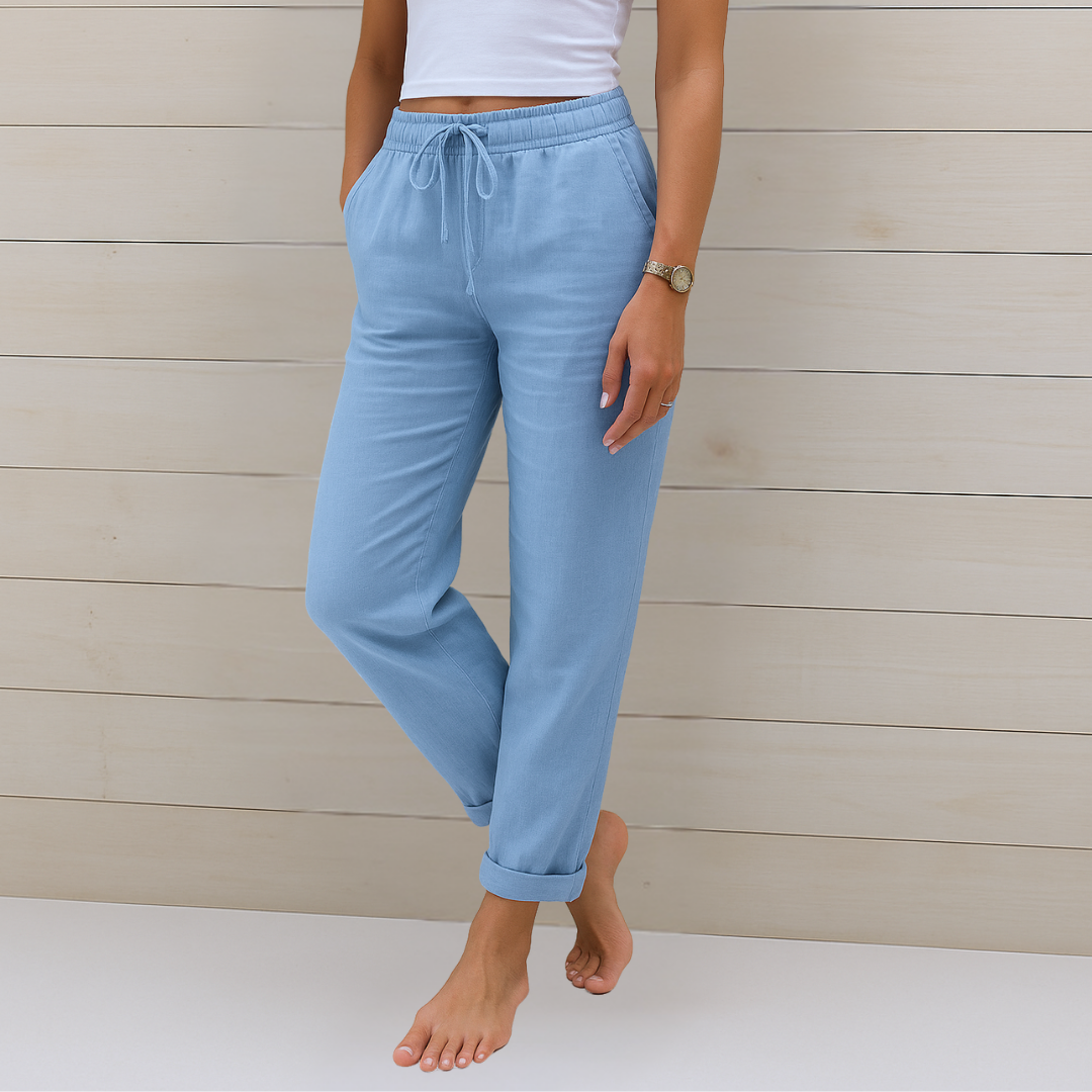 May | Elastische Premium-Leinenhose für Damen
