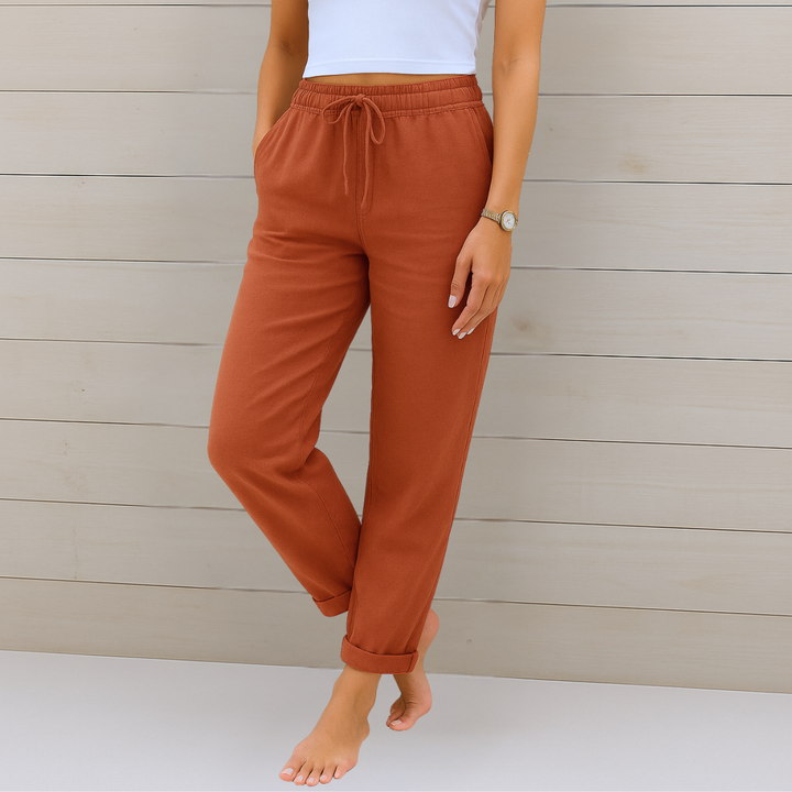 May | Elastische Premium-Leinenhose für Damen