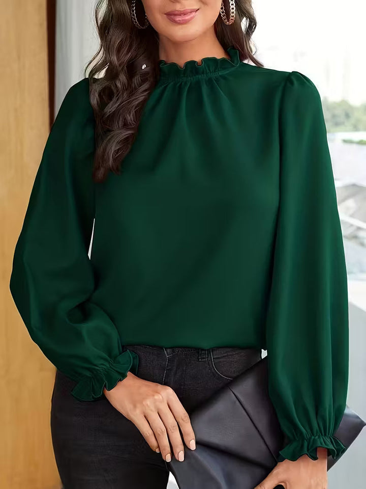 Lena | Bluse Mit Rüschenkragen Und Puffärmeln