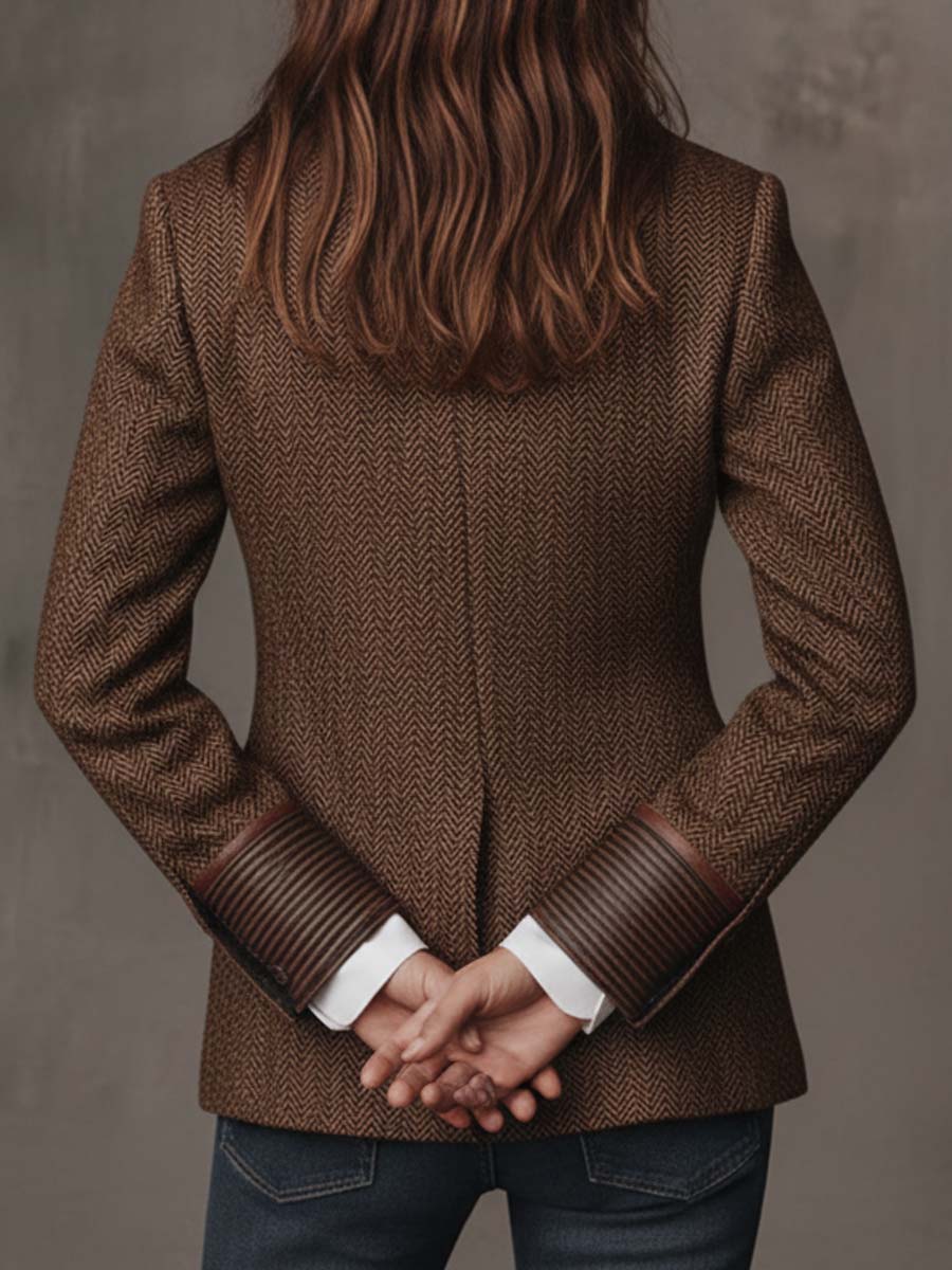 Sloane | Herringbone-Print-Panel-Blazer für Frauen