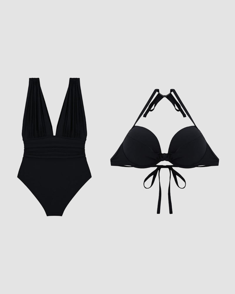 Amelie | Luxe Shaping Badeanzug mit tiefem V-Ausschnitt