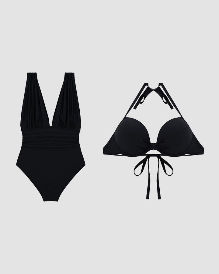Amelie | Luxe Shaping Badeanzug mit tiefem V-Ausschnitt