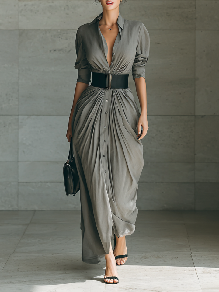 Senta | Langes Plisseekleid