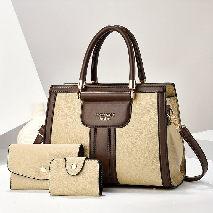 Luna - Elegantes 3-teiliges Lederhandtaschen-Set