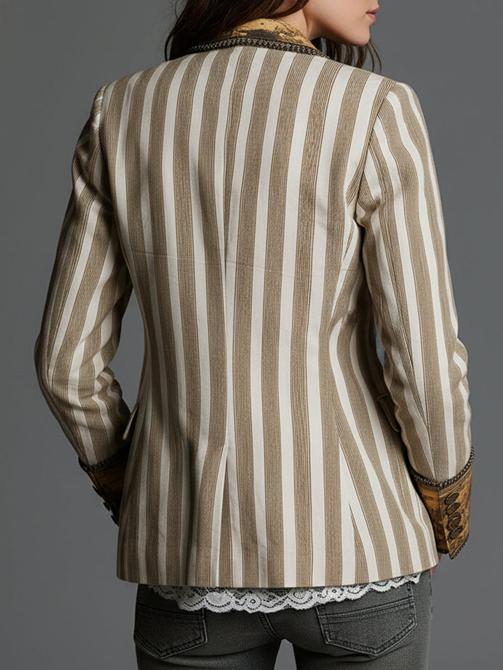 Boho Streifen | Damen Bedruckter Reversblazer