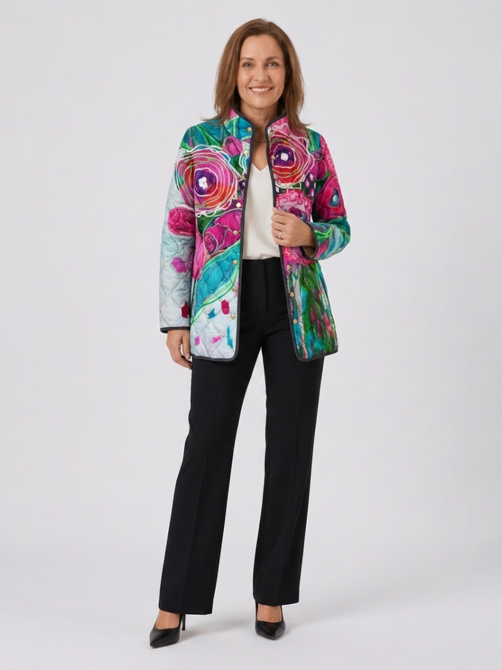 Gabriele | Steppjacke mit großen Blüten