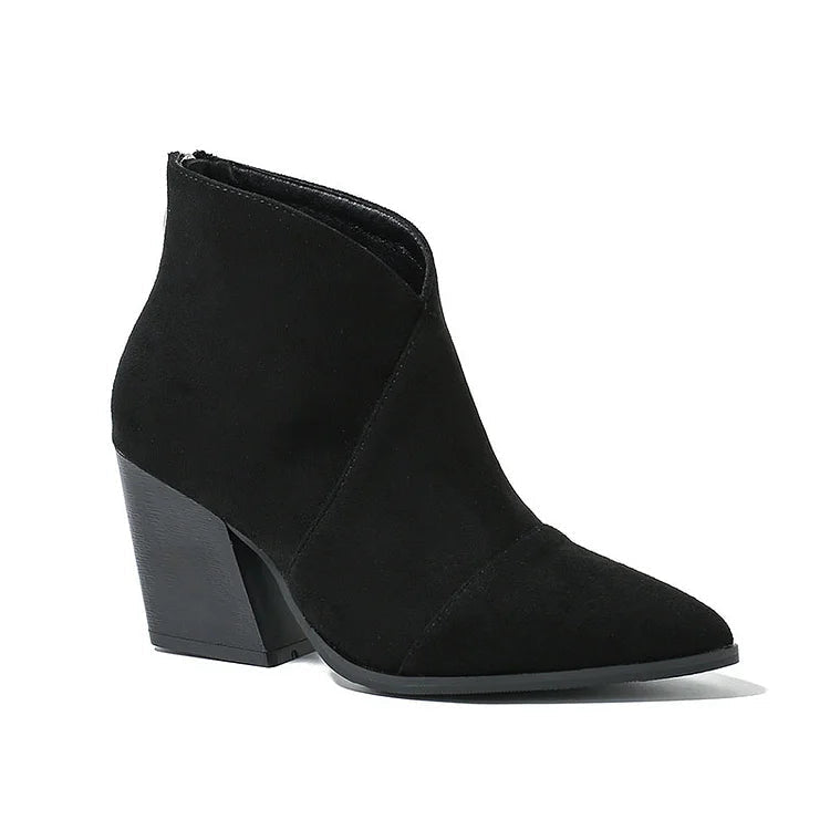 Dagmar | Stiefeletten mit V-Ausschnitt und Blockabsatz