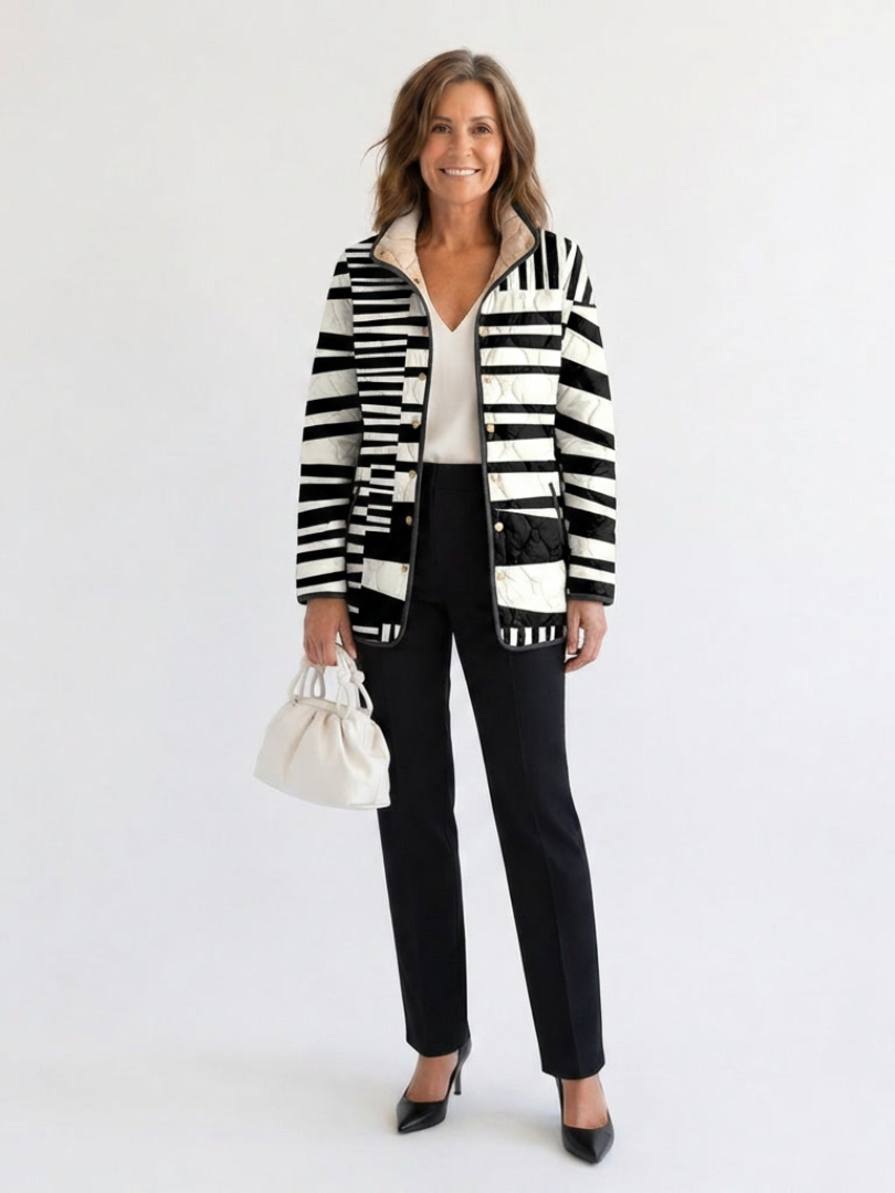 Anja | Steppjacke mit Schwarz-Weiß-Streifen