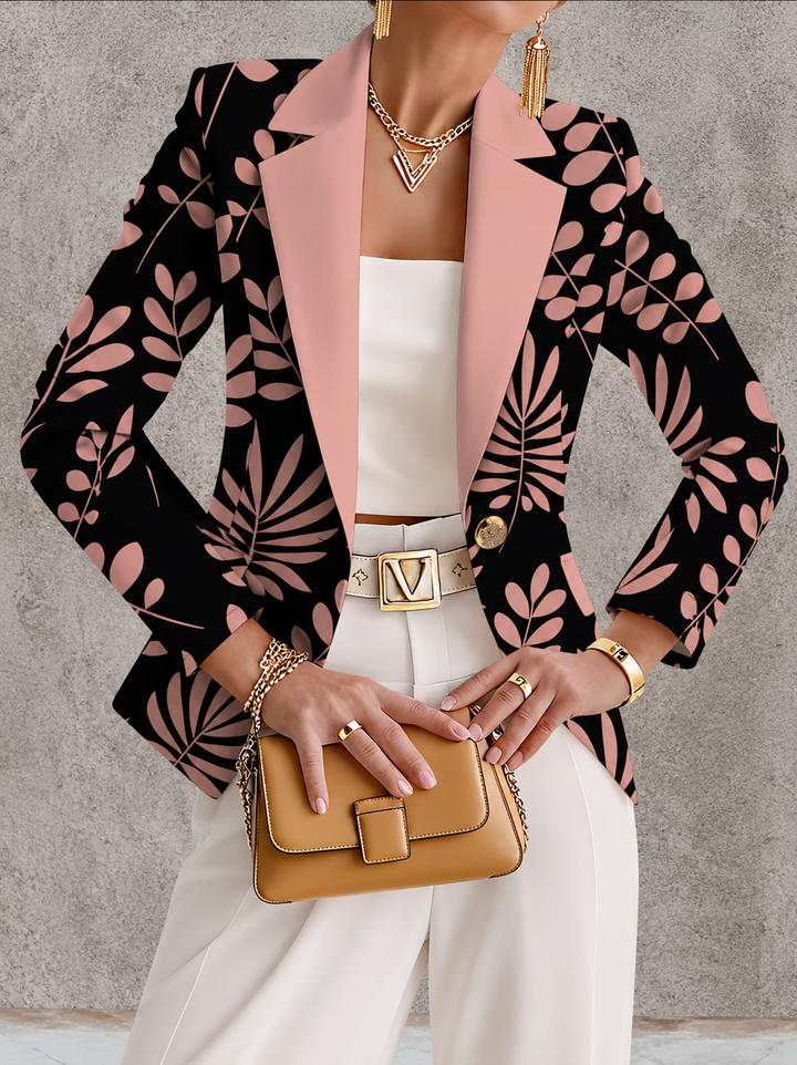 Odaya | Blazer mit pinkem Blattdruck