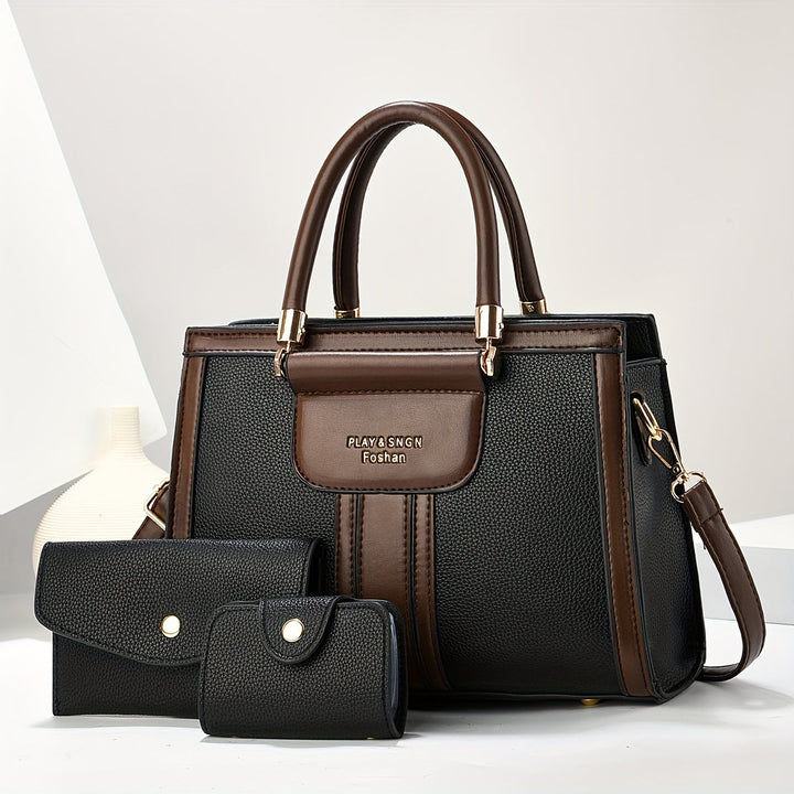 Luna - Elegantes 3-teiliges Lederhandtaschen-Set