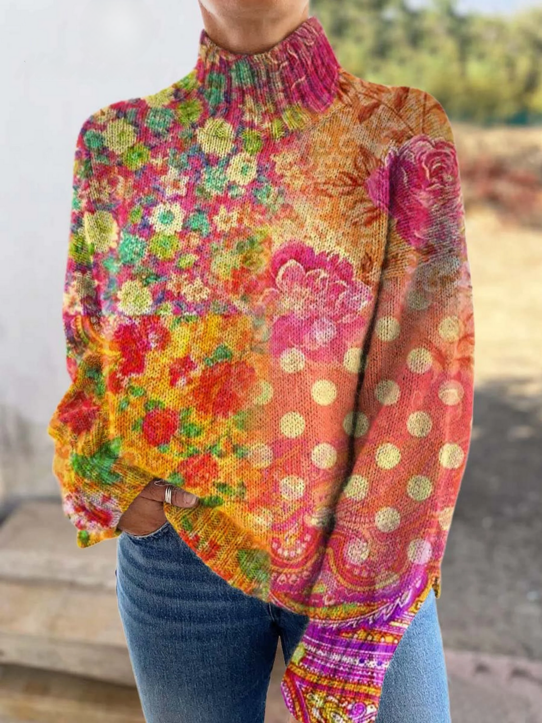 Maristelle™ - Gepunkteter Rollkragenpullover