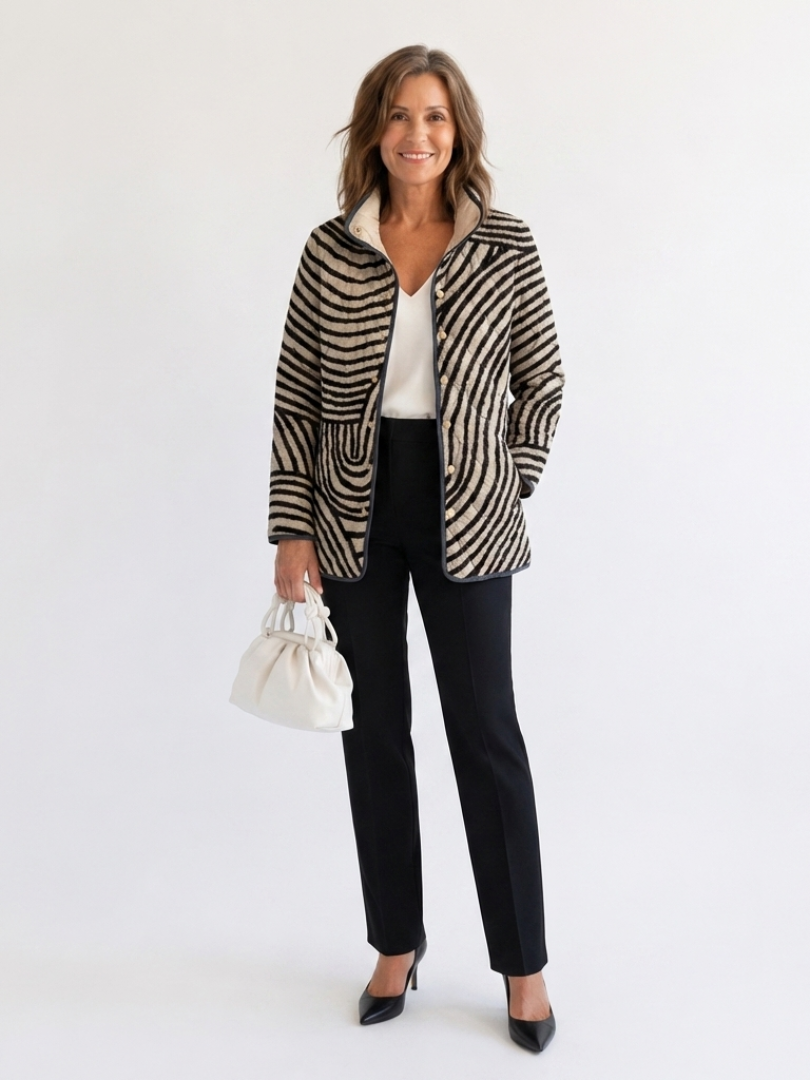 Silke | Steppjacke mit Animal-Streifen