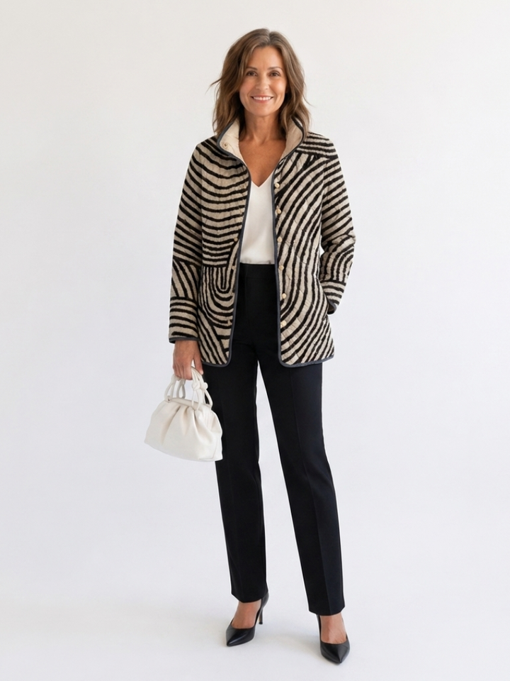 Silke | Steppjacke mit Animal-Streifen