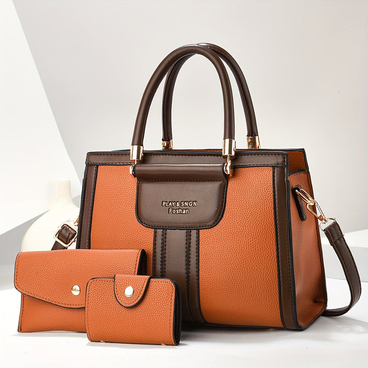 Luna - Elegantes 3-teiliges Lederhandtaschen-Set