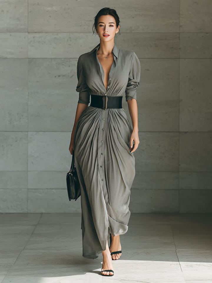 Senta | Langes Plisseekleid