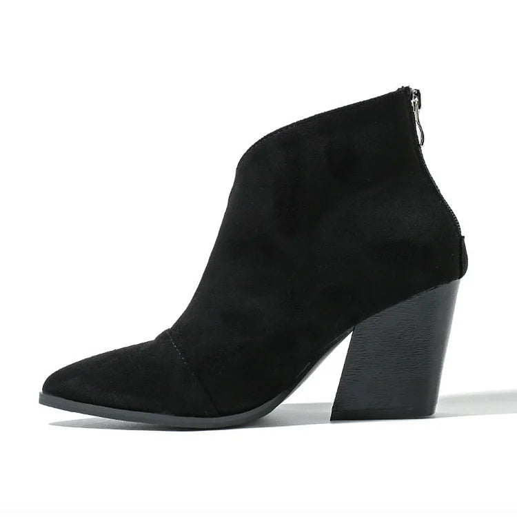 Dagmar | Stiefeletten mit V-Ausschnitt und Blockabsatz