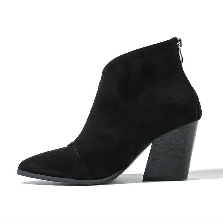 Dagmar | Stiefeletten mit V-Ausschnitt und Blockabsatz