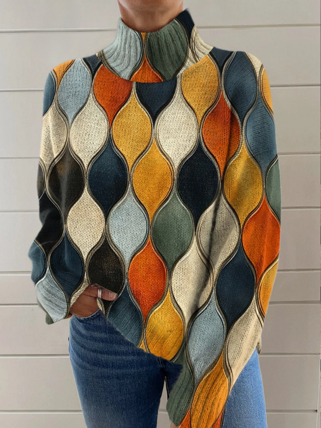 Marisol™ - Abstract Turtleneck Jumper