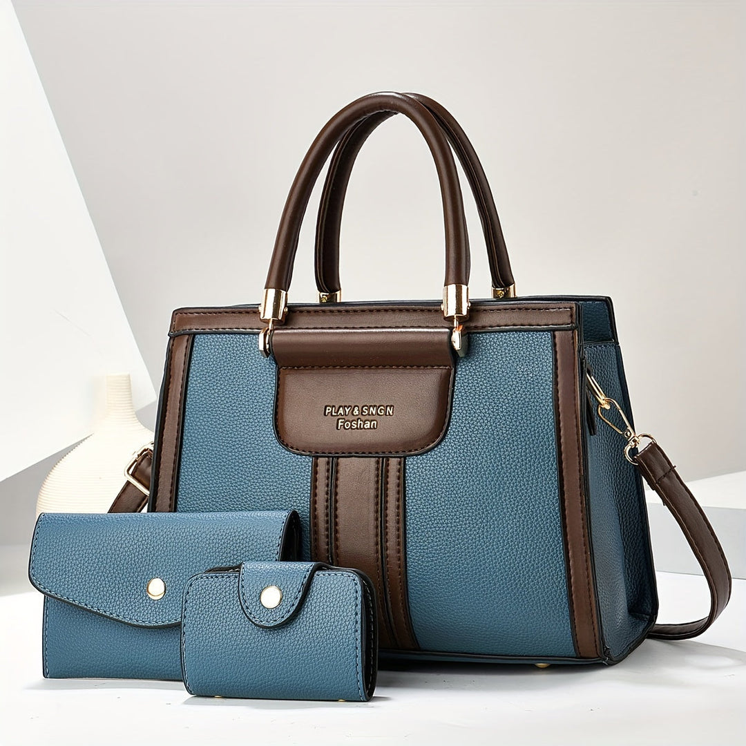 Luna - Elegantes 3-teiliges Lederhandtaschen-Set