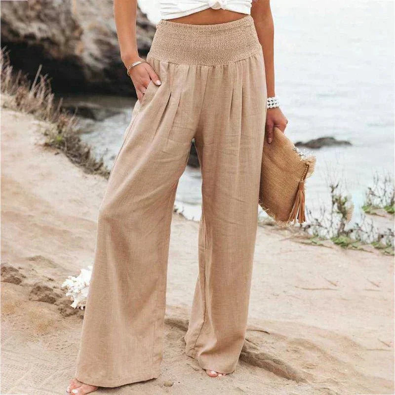 Antonina | Lange Hose aus Baumwolle und Leinen