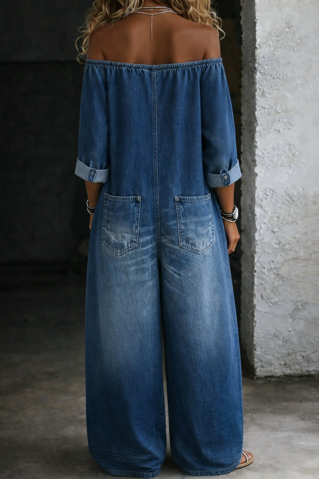 Elena | Off-Shoulder Jumpsuit mit langen Ärmeln