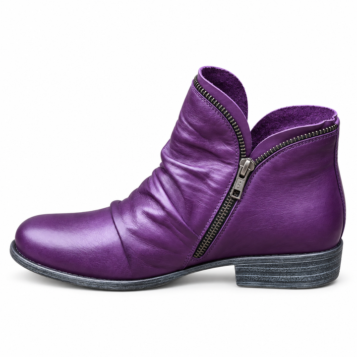 Klara | Gerüschte Stiefeletten mit Blockabsatz