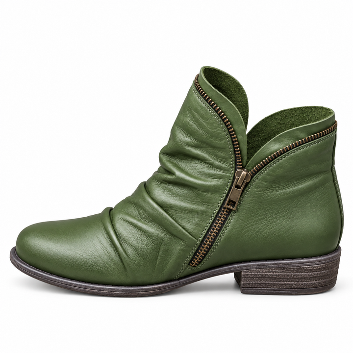 Klara | Gerüschte Stiefeletten mit Blockabsatz