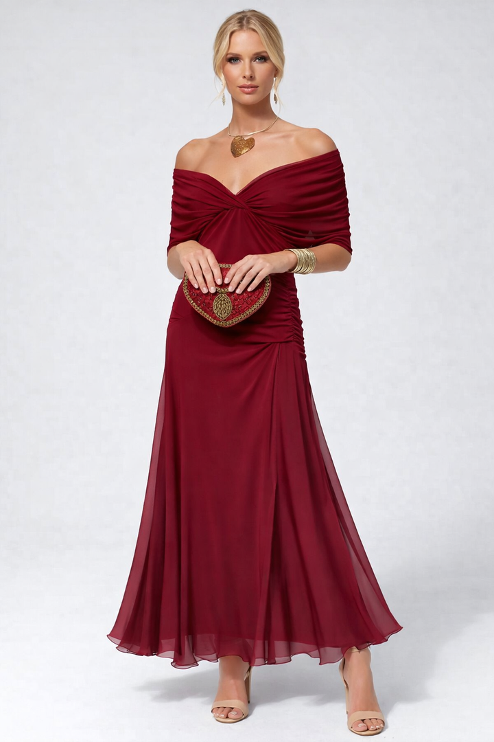 Adelheid | Rosa Leinen Maxi Kleid V-Hals