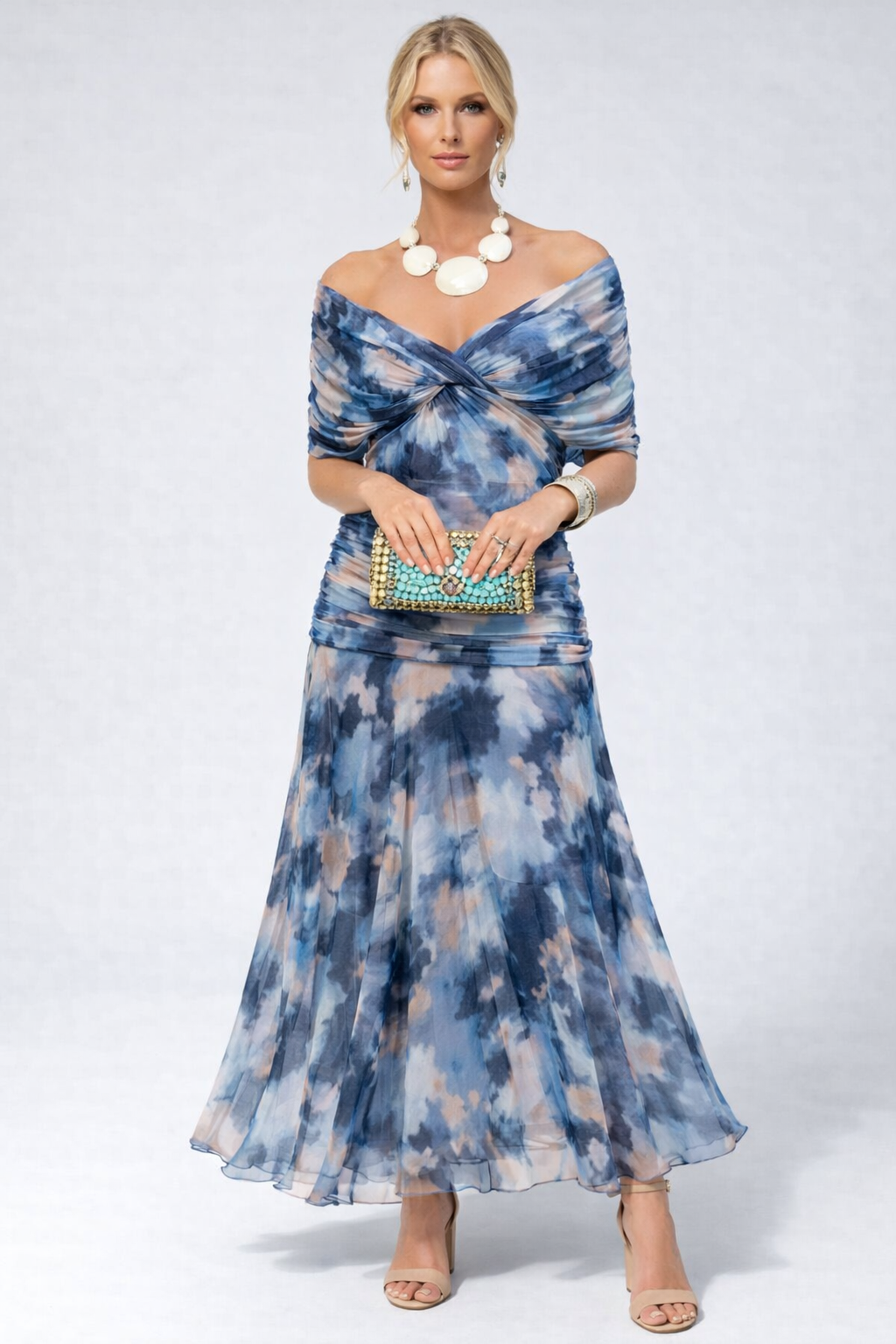 Adelheid | Rosa Leinen Maxi Kleid V-Hals