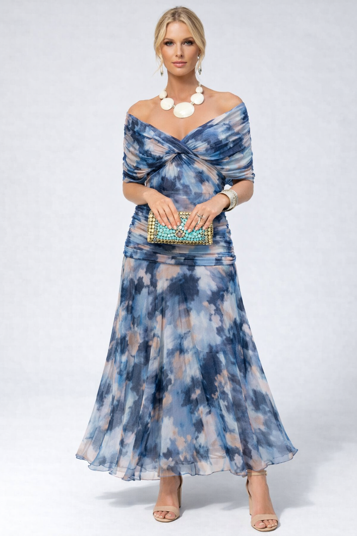 Adelheid | Rosa Leinen Maxi Kleid V-Hals