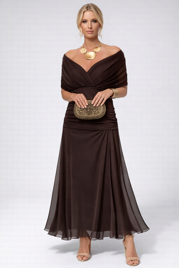 Adelheid | Rosa Leinen Maxi Kleid V-Hals