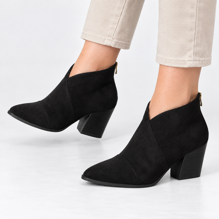 Dagmar | Stiefeletten mit V-Ausschnitt und Blockabsatz