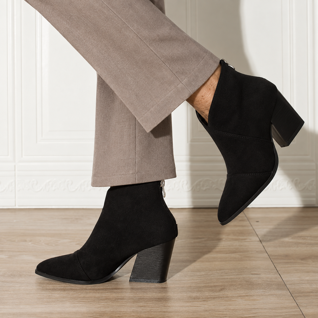 Dagmar | Stiefeletten mit V-Ausschnitt und Blockabsatz