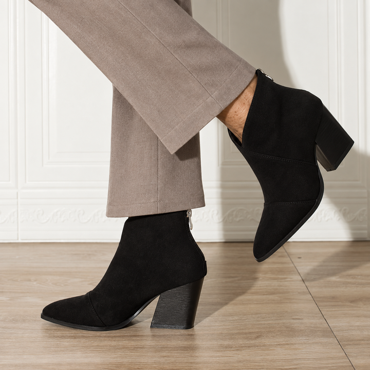 Dagmar | Stiefeletten mit V-Ausschnitt und Blockabsatz