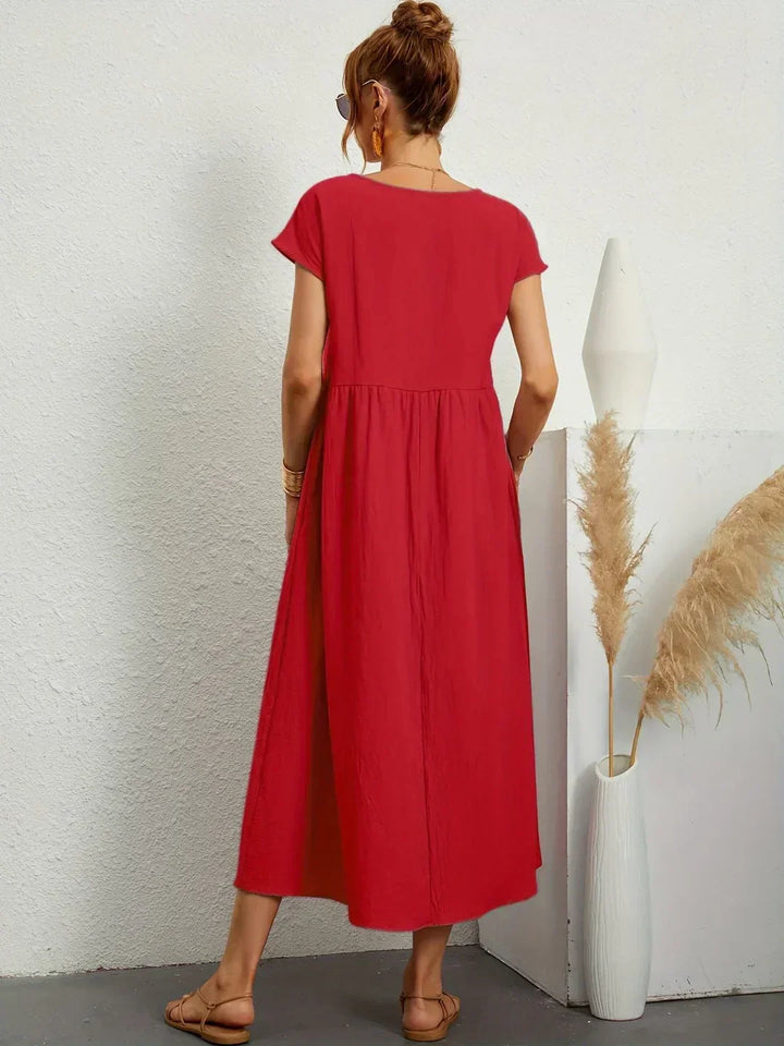 Gabrielle | Fließendes Midi-Kleid zeitloser Eleganz