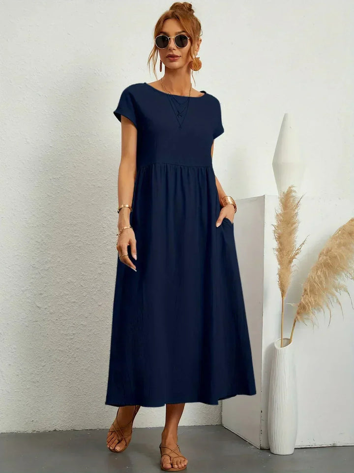 Gabrielle | Fließendes Midi-Kleid zeitloser Eleganz