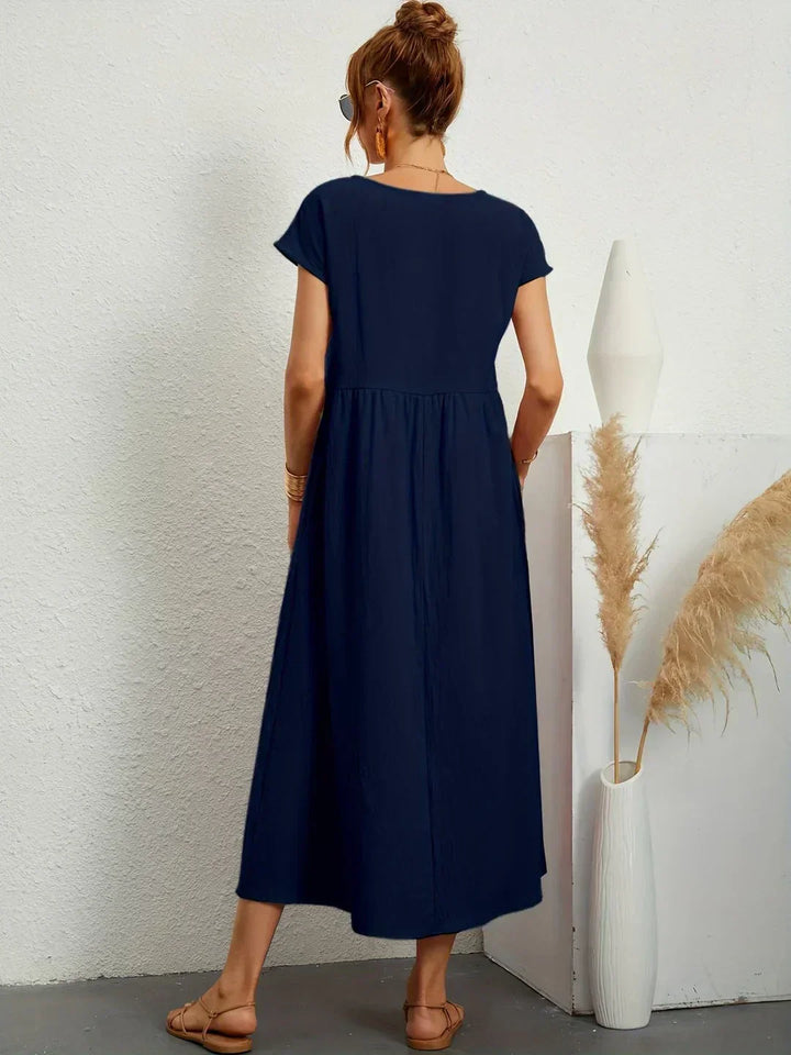 Gabrielle | Fließendes Midi-Kleid zeitloser Eleganz