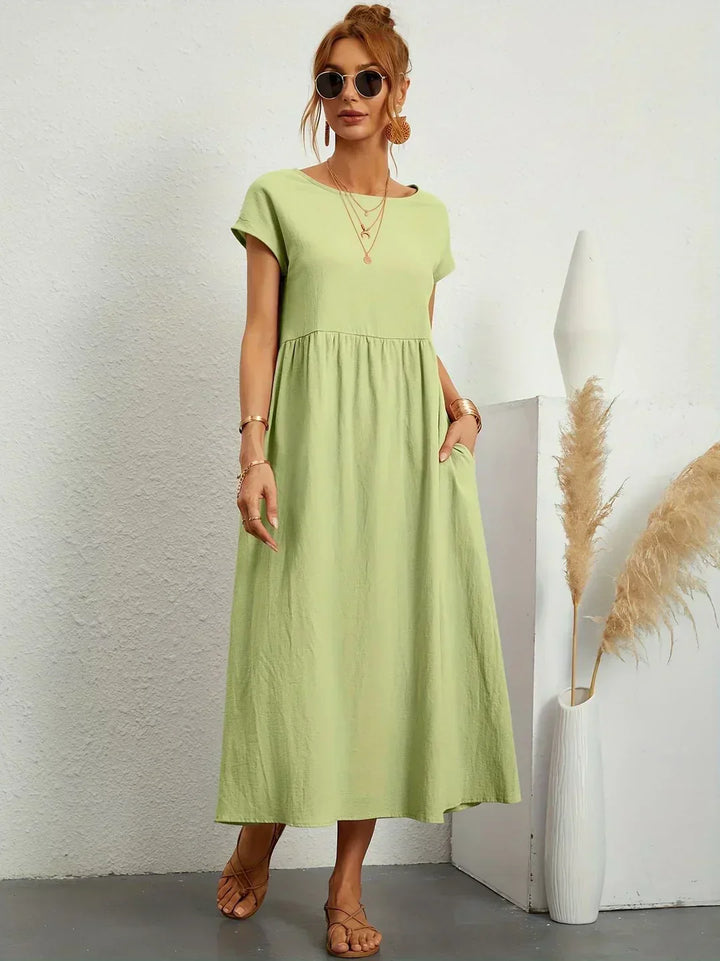 Gabrielle | Fließendes Midi-Kleid zeitloser Eleganz