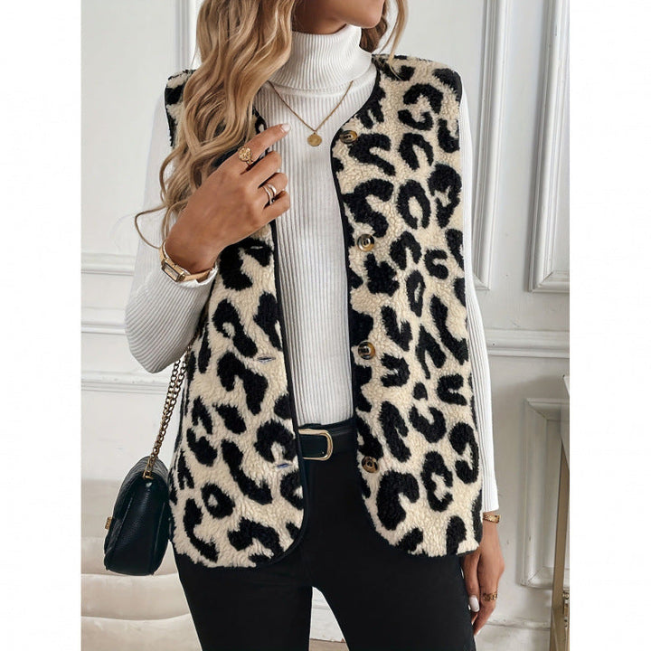 Mathilda | Modische Teddyweste mit Animal-Print