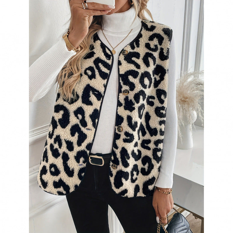 Mathilda | Modische Teddyweste mit Animal-Print