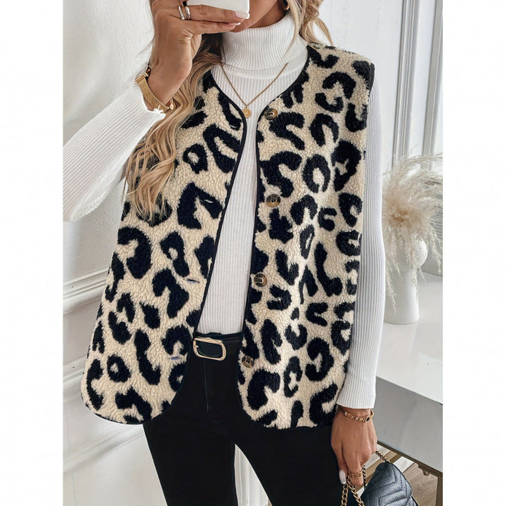 Mathilda | Modische Teddyweste mit Animal-Print