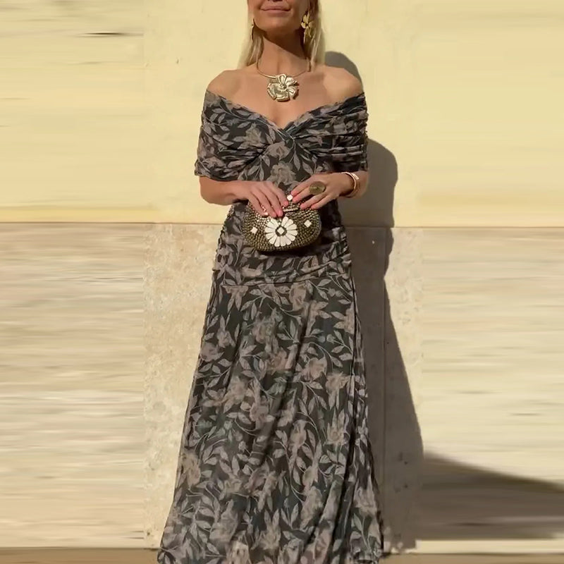 Adelheid | Rosa Leinen Maxi Kleid V-Hals
