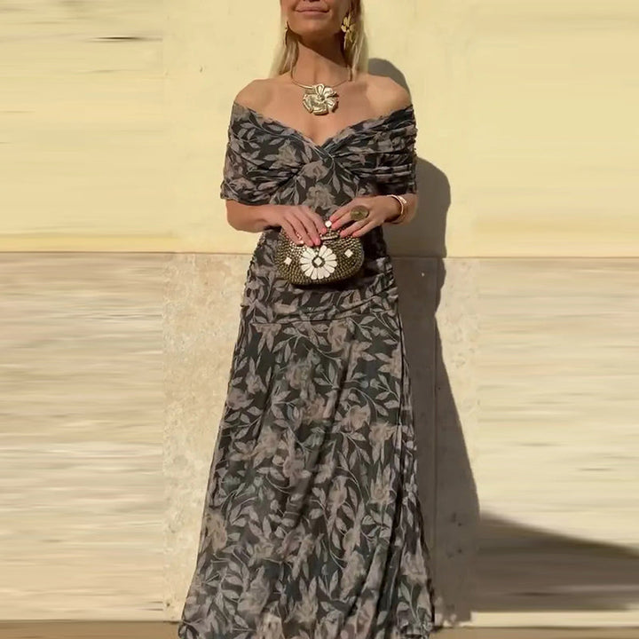 Adelheid | Rosa Leinen Maxi Kleid V-Hals