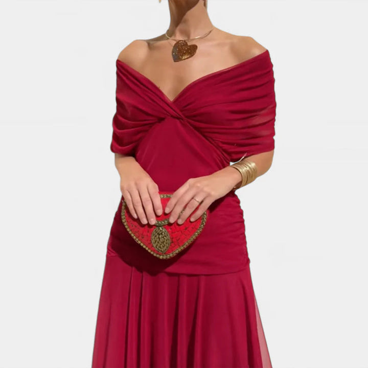 Adelheid | Rosa Leinen Maxi Kleid V-Hals