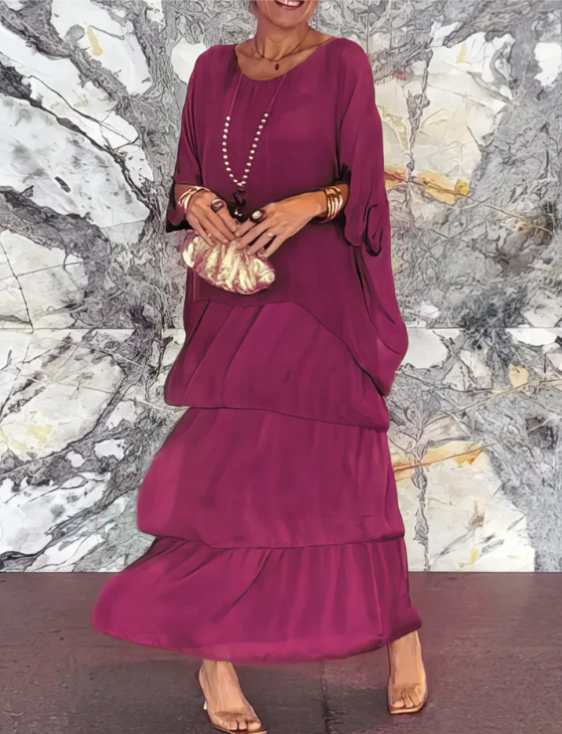 Sophie | Langes fließendes Kleid mit Rüschen