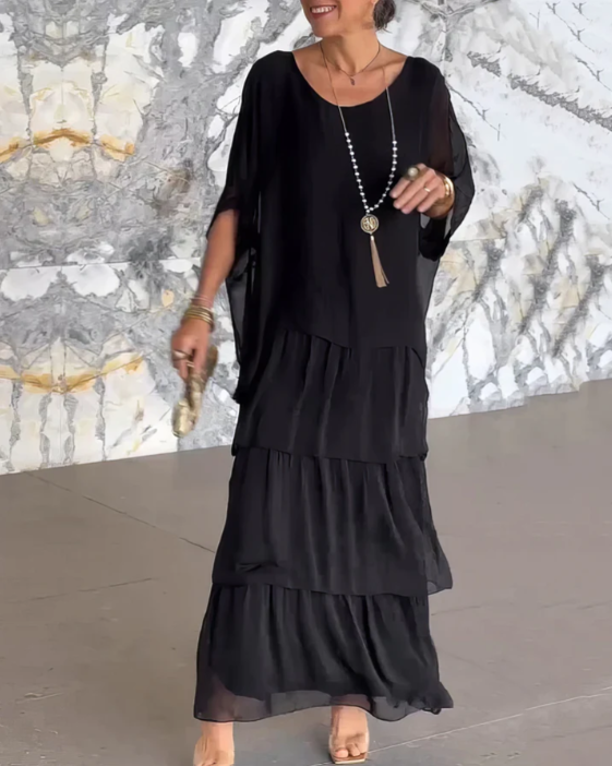 Sophie | Langes fließendes Kleid mit Rüschen