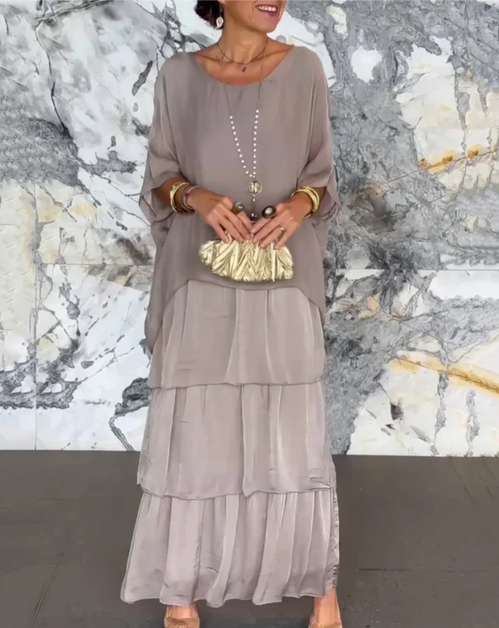 Sophie | Langes fließendes Kleid mit Rüschen
